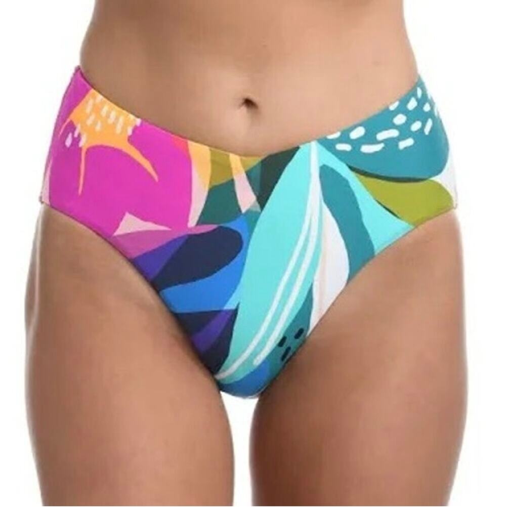 La Blanca Bikini Bottoms Size 4 NWT Eclectic Shore V-Front High Waist Swim Print